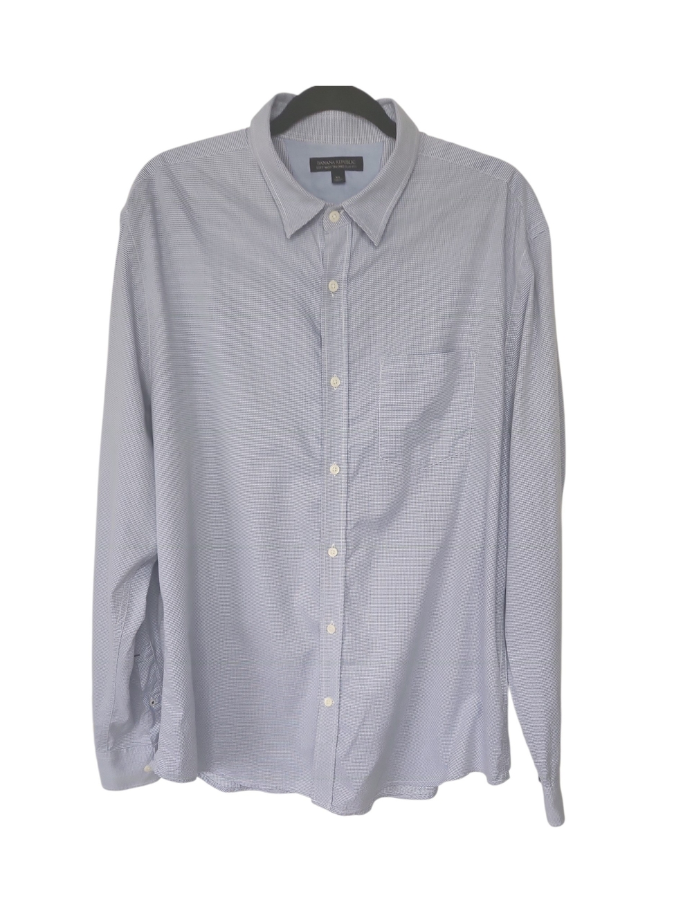 Banana Republic Men's Light Blue Micro Check Button-Down Shirt Slim Fit Size XL